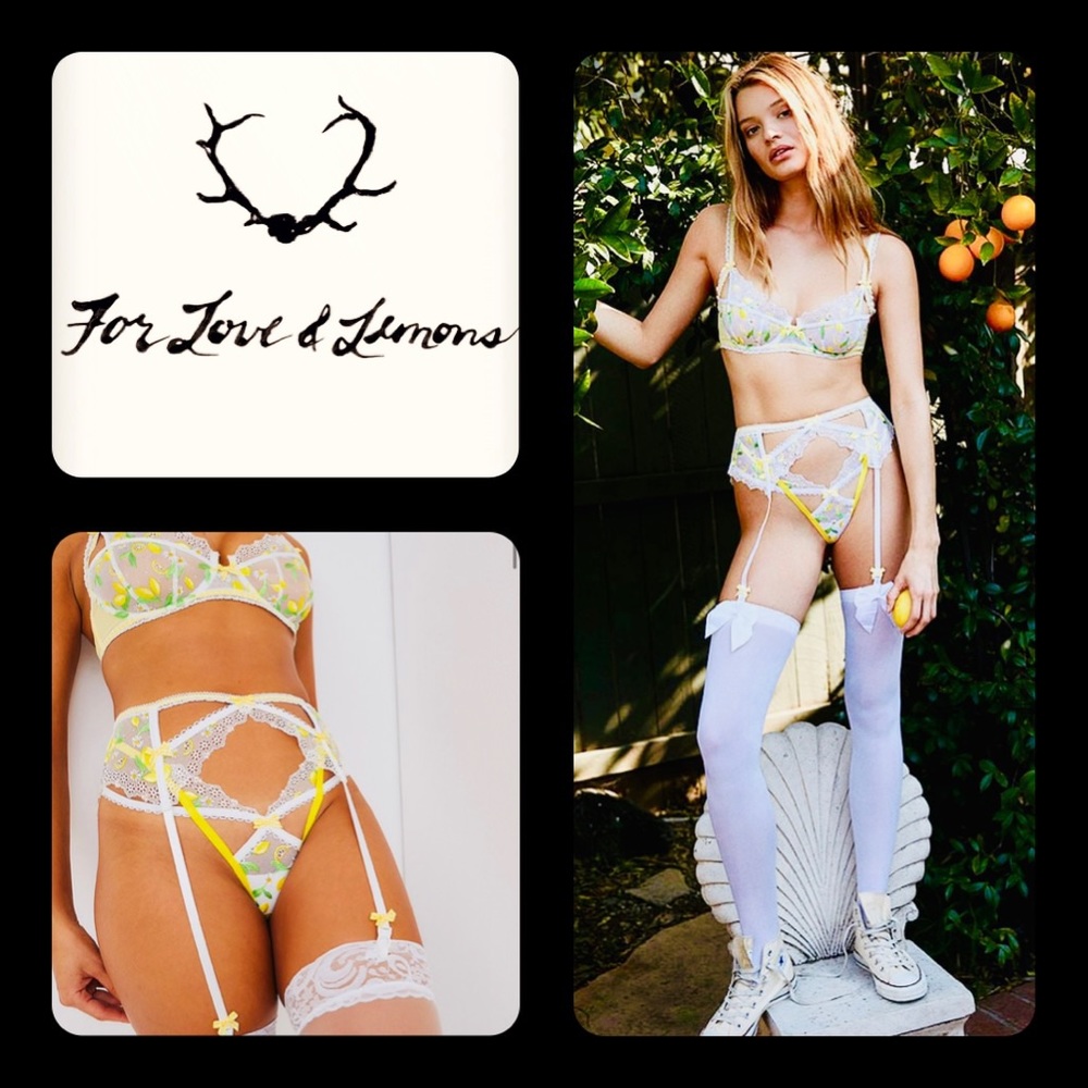 🍋 NWT! FOR LOVE & LEMONS Lemon Daisy Garter Belt in Lemon RARE FIND!!! ~M